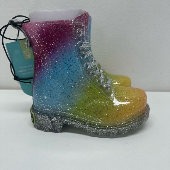 Western Chief Girls Sparkle Lace up Boots Sz 6/7 New - Picture 4 of 5